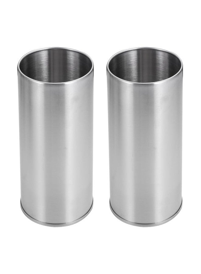 lasenersm 2 Pieces Stainless Steel Kitchen Utensil Holder with Bottom Drain Hole Flatware Cylinder Holder Chopsticks Holder Chopsticks Storage Tube for Forks Spoons Chopsticks, 3.97" x 5.9", Silver - Image 1